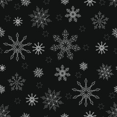 Fototapeta na wymiar Seamless snowflake pattern. New year and Christmas holiday background for printing, Wallpaper