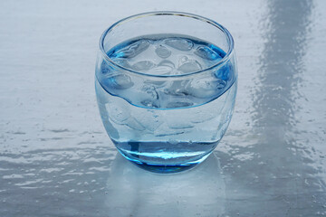 Drink scene - Water with ice on the glass 