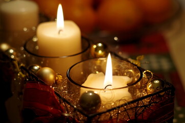christmas candles - red and golden