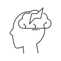 Brainstorm mind icon, linear isolated illustration, thin line vector, web design sign, outline concept symbol with editable stroke on white background.