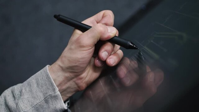 remote working architect work with Architecture blueprint drawing on digital interactive screen tablet computer pc