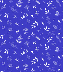 Elegant seamless pattern with plants and herbs. Hand drawn vector illustration.