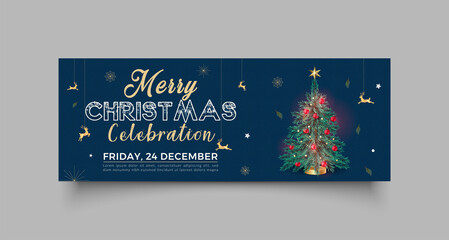 Christmas facebook cover page timeline web ad banner template. Horizontal christmas poster, greeting cards, headers, website