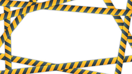 The stripe is yellow and black. Fence tape frame, warnings, danger. Vector illustration with space for text.