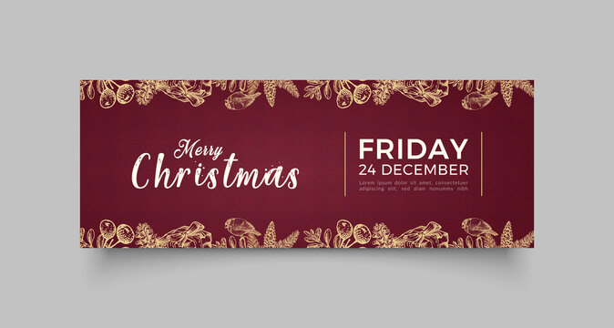 Christmas Facebook Cover Page Timeline Web Ad Banner Template. Horizontal Christmas Poster, Greeting Cards, Headers, Website