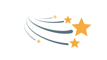 Colored flying stars or a comet with a tail, blur effect. Vector illustration on a white background.