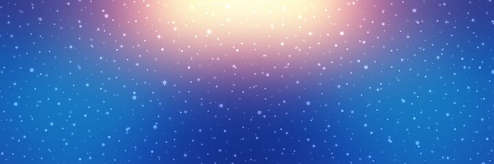 Wonderful snow blue background decorated golden glow top. Christmas holiday banner. Gala style.