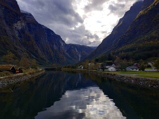View on the fjord near Njardarheimr Norway at autumn