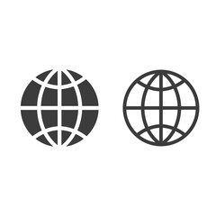 Globe emblem set. Icon isolated on white background. Vector illustration