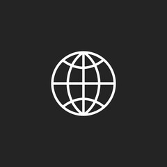 Globe vector icon on black background