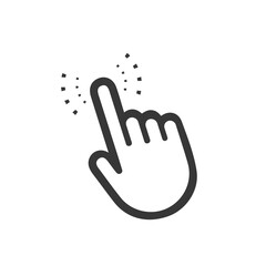 Click the hand cursor icon. Click the hand icon. Isolated vector finger pointer on white background