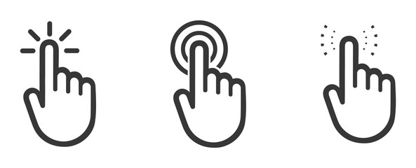 Hand cursor click symbol icon. Touch vector icons. Illustration isolated on white background