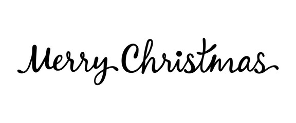 Vector Merry Christmas inscription. Black text on white background.