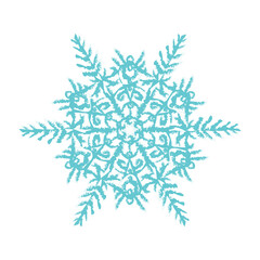 Vector hand drawn light blue snowflake isolated on white background