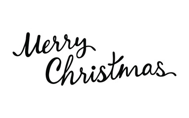 Vector Merry Christmas lettering. Black text on white.