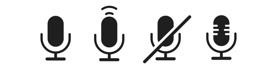 Microphone Icon Set Isolated on White Background