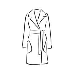 Women's coat, Fashion flat sketch. Technical drawing women's coat, vector sketch illustration