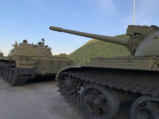 Heavy tank on tracks. Armored military equipment. Infantry combat equipment.