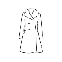 Women's coat, Fashion flat sketch. Technical drawing women's coat, vector sketch illustration