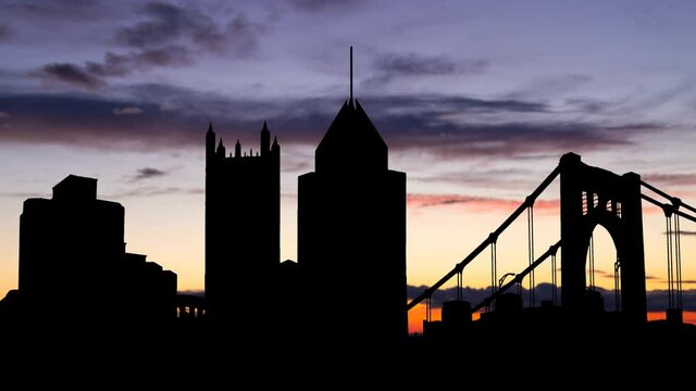 Pittsburgh Skyline: Time Lapse at Twilight, Pennsylvania, USA