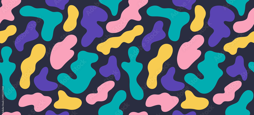 Poster Cute Seamless Pattern for Kids. Vector Background with Doodle Colorful Shapes. Illustration with Abstract Ornament