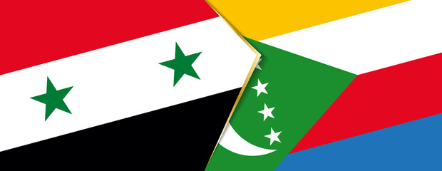 Syria and Comoros flags, two vector flags.