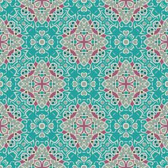 Creative color abstract geometric pattern in gray pink green blue, vector seamless, can be used for printing onto fabric, interior, design, textile, rug, carpet, pillows, tiles.