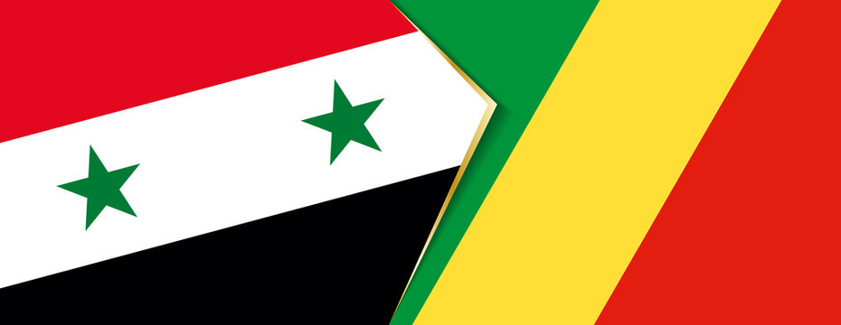 Syria and Congo flags, two vector flags.