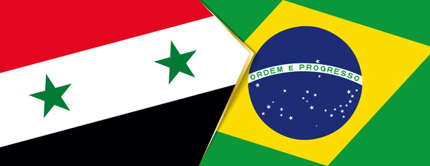 Syria and Brazil flags, two vector flags.