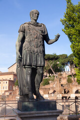 Naklejka premium Statue of Roman emperor Julius Caesar in Rome Italy