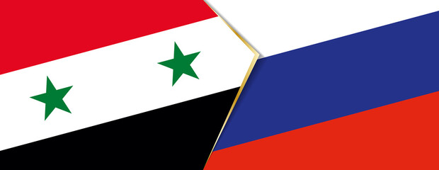 Syria and Russia flags, two vector flags.