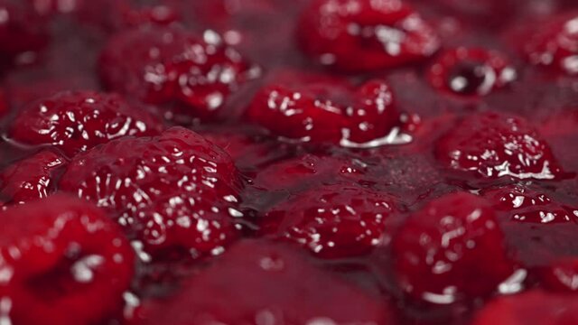 Delicious Fresh Raspberry Pie Rotating Close Up.