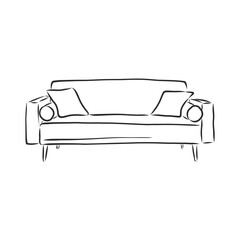Sofa outline icon. Couch silhouette. Furniture for living room. Vector illustration. sofa vector sketch illustration