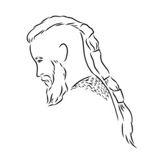 Viking. Hand drawn of a viking in a helmet. Sketch of viking head Vector artwork. Viking vector sketch illustration