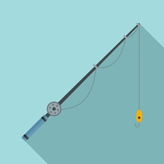 Fishing rod instrument icon. Flat illustration of fishing rod instrument vector icon for web design