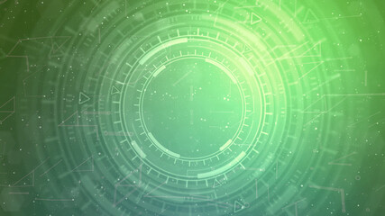 Abstract 3D illustration - bright cyber abstract background of moving ui circles, cyberpunk concept