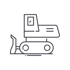 Bulldozer icon, linear isolated illustration, thin line vector, web design sign, outline concept symbol with editable stroke on white background.