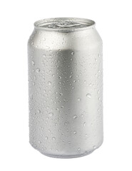 metal aluminum beverage drink cans isolated on white background. photography clipping path