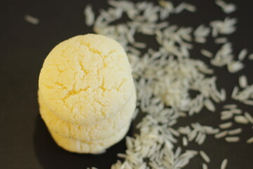 Home made rice cookies, fresh delicious sweet diet pastry, receipt of rice flour bakery  