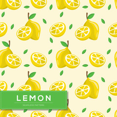 Seamless pattern with lemon fruits