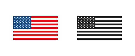USA flag. American isolatet icon. Vector monochrome patriotic illustration