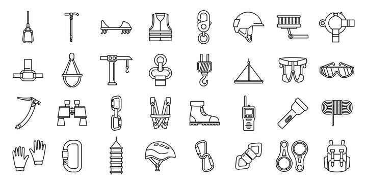 City industrial climber icons set. Outline set of city industrial climber vector icons for web design isolated on white background