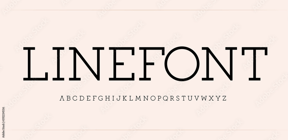 Poster simple serif alphabet from line. thin elegant font for modern logo, headline, monogram and lettering