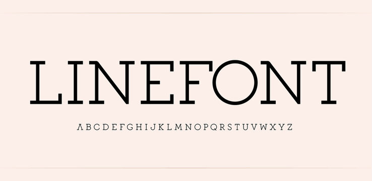 Simple serif alphabet from line. Thin elegant font for modern logo, headline, monogram and lettering. Minimal modern classic style letters, vector typographic design
