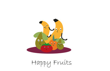 Happy fruits. Healthy  lifestyle concept for children.