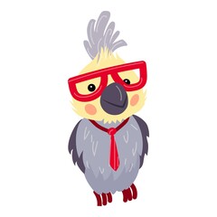 Parrot with glasses icon. Cartoon of parrot with glasses vector icon for web design isolated on white background