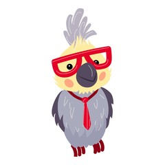Parrot with glasses icon. Cartoon of parrot with glasses vector icon for web design isolated on white background