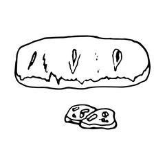 Chiabatta italian traditional food. Hand drawn sketch style. Vector illustration isolated on white background for restaurant menu and package design, poster, web.