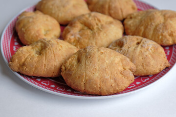 home baked bread. small homemade bread baked with organic flour