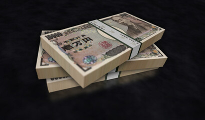 Japanese yen money banknotes pack